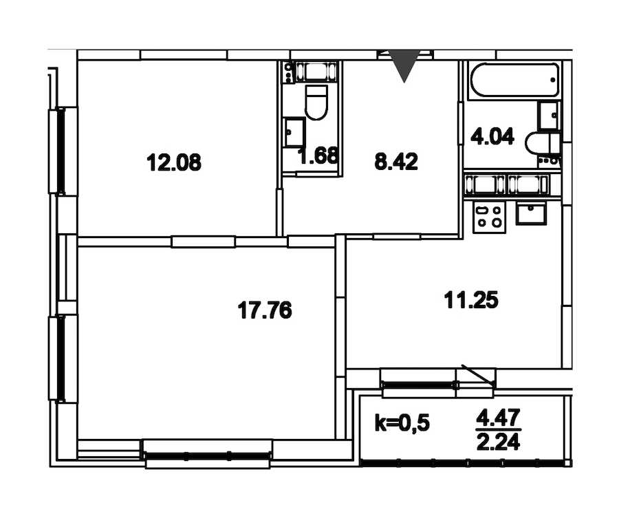 Двухкомнатная квартира в : площадь 67.92 м2 , этаж: 9 – купить в Санкт-Петербурге